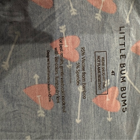 Designer- Little Bum Bums VDAY Heart Print Kids Pajama Set - Blue and Red - Picture 10 of 10